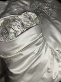 Vintage Wedding Dress A line Strapless White Satin Long Wedding Dresses Retro 1970s Bridal Gowns HZ1121