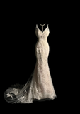 Vintage Wedding Dress Mermaid Spaghetti Straps Lace White Long Boho Wedding Dresses Retro 1970s Bridal Gowns HZ1121