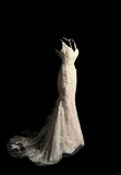 Vintage Wedding Dress Mermaid Spaghetti Straps Lace White Long Boho Wedding Dresses Retro 1970s Bridal Gowns HZ1121