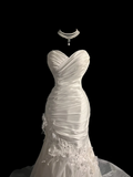 Retro Wedding Dress Mermaid Sweetheart White Satin Long Wedding Dresses Retro 1970s Bridal Gowns HZ1121