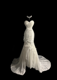 Retro Wedding Dress Mermaid Sweetheart White Satin Long Wedding Dresses Retro 1970s Bridal Gowns HZ1121