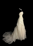 Retro Wedding Dress Mermaid Strapless Ivory Chiffon Long Wedding Dresses Retro 1970s Bridal Gowns HZ1121