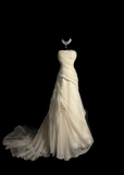 Retro Wedding Dress Mermaid Strapless Ivory Chiffon Long Wedding Dresses Retro 1970s Bridal Gowns HZ1121