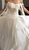 Simple Sheath Off-the-shoulder Wedding Dresses, Ivory Bridal Gowns HZ1121