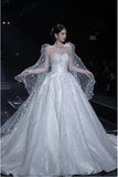 Luxury Sweetheart Neck A-Line Wedding Dresses Tulle Rhinestone White Bridal Gowns HZ1121