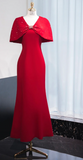 Elegant V neck Mermaid Mother of the Bride Dresses, Burgundy Evening Gowns HZ1121