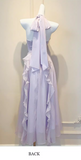 Sweet V-neck Sheath Long Evening Dresses Chiffon Ruffles Backless Party Dresses Purple Birthday Dresses HZ1121