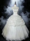 Vintage Strapless Ball Gown Long Wedding Dresses Tulle White Bridal Gowns Sleeveless Bridal Dresses HZ1121