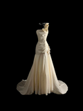 Vintage Bridal Gown Mermaid One Shoulder Ivory Long Wedding Dresses Minimalist Bridal Gowns HZ1121