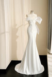 Simple Bridal Gown Mermaid Sweetheart White Floor Length Wedding Dresses Minimalist Bridal Gowns HZ1121