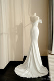 Simple Bridal Gown Mermaid Sweetheart White Floor Length Wedding Dresses Minimalist Bridal Gowns HZ1121