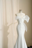 Simple Bridal Gown Mermaid Sweetheart White Floor Length Wedding Dresses Minimalist Bridal Gowns HZ1121