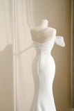 Simple Bridal Gown Mermaid Sweetheart White Floor Length Wedding Dresses Minimalist Bridal Gowns HZ1121