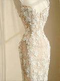 Simple Bridal Gown Mermaid Straps White Lace Floor Length Wedding Dresses Minimalist Bridal Gowns HZ1121