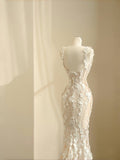 Simple Bridal Gown Mermaid Straps White Lace Floor Length Wedding Dresses Minimalist Bridal Gowns HZ1121