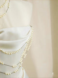 Simple Bridal Gown Sheath Strapless White Satin Floor Length Wedding Dresses Minimalist Bridal Gowns HZ1121