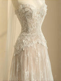 Simple Bridal Gown A line Sweetheart White Lace Floor Length Wedding Dresses Minimalist Bridal Gowns HZ1121