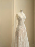 Simple Bridal Gown A line Sweetheart White Lace Floor Length Wedding Dresses Minimalist Bridal Gowns HZ1121