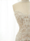 Simple Bridal Gown A line Sweetheart White Lace Floor Length Wedding Dresses Minimalist Bridal Gowns HZ1121