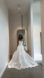 Simple Wedding Dress Ball Gown Strapless Satin White Wedding Dresses Bridal Gowns HZ1121