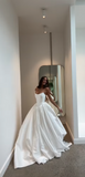 Simple Wedding Dress Ball Gown Strapless Satin White Wedding Dresses Bridal Gowns HZ1121
