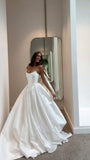 Simple Wedding Dress Ball Gown Strapless Satin White Wedding Dresses Bridal Gowns HZ1121