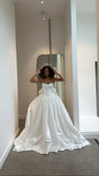 Simple Wedding Dress Ball Gown Strapless Satin White Wedding Dresses Bridal Gowns HZ1121