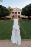 Simple Wedding Dress A line Strapless Chiffon Summer Beach White Split Wedding Dresses Bridal Gowns HZ1121