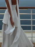 Simple Wedding Dress A line Strapless Chiffon Summer Beach White Split Wedding Dresses Bridal Gowns HZ1121