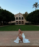 Simple Wedding Dress A line Strapless Chiffon Summer Beach White Split Wedding Dresses Bridal Gowns HZ1121