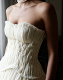 Rustic Wedding Dress Ball Gown Strapless White Tulle Summer Long Wedding Dresses Brides Dress Bridal Gowns HZ1121