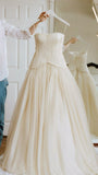 Rustic Wedding Dress Ball Gown Strapless White Tulle Summer Long Wedding Dresses Brides Dress Bridal Gowns HZ1121