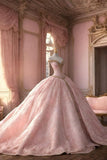 Unique Ball Gown Sweetheart Pink Lace Gold Beaded Long Quinceanera Dresses Sweet 16 Dress Formal Vestido De 15 Anos HZ1121