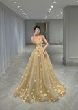 Unique Ball Gown V Neck Yellow Flowers Long Quinceanera Dresses Sweet 16 Dress Formal Vestido De 15 Anos HZ1121