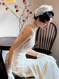 Vintage Wedding Dress A line High Neck White Satin Summer Long Wedding Dresses Bridal Gowns HZ1121