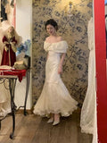 Vintage Wedding Dress Mermaid Off The Shoulder White Lace Summer Long Wedding Dresses Bridal Gowns HZ1121