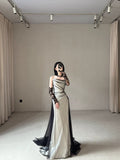 Vintage Wedding Dress Mermaid Strapless Black Summer Long Wedding Dresses Bridal Gowns HZ1121