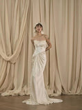 Vintage Wedding Dress Mermaid Strapless White Summer Long Wedding Dresses Bridal Gowns HZ1121