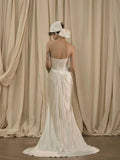 Vintage Wedding Dress Mermaid Strapless White Summer Long Wedding Dresses Bridal Gowns HZ1121