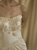 Vintage Wedding Dress Mermaid Strapless White Summer Long Wedding Dresses Bridal Gowns HZ1121