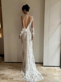 Vintage Wedding Dress Mermaid Irregular Neck White Lace Summer Long Wedding Dresses Bridal Gowns HZ1121
