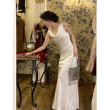 Vintage Wedding Dress Sheath Satin White Summer Beach Long Wedding Dresses Bridal Gowns HZ1121