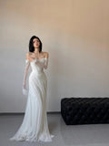 Vintage Wedding Dress Sheath Tulle White Summer Beach Long Sleeves Wedding Dresses Bridal Gowns HZ1121