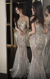 Sexy Wedding Dress Mermaid Sequin Long White Wedding Dresses Bridal Gowns HZ1121