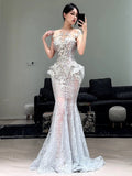 Sexy Wedding Dress Mermaid Sequin Long White Wedding Dresses Bridal Gowns HZ1121