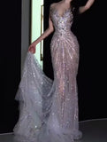 Sparkly Wedding Dress Mermaid Sequin Long White Wedding Dresses Brides Dress Bridal Gowns HZ1121