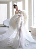 Retro Wedding Dress Mermaid Sweetheart Sequin Long White Wedding Dresses Bridal Gowns HZ1121