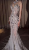Retro Wedding Dress Mermaid Sweetheart Sequin Pearls Long White Wedding Dresses Bride Dress Bridal Gowns HZ1121