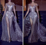 Sparkly Wedding Dress Mermaid Off The Shoulder Sequin Long Silver Wedding Dresses Brides Dress Bridal Gowns HZ1121
