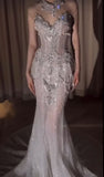 Retro Wedding Dress Mermaid Sweetheart Sequin Pearls Long White Wedding Dresses Bride Dress Bridal Gowns HZ1121